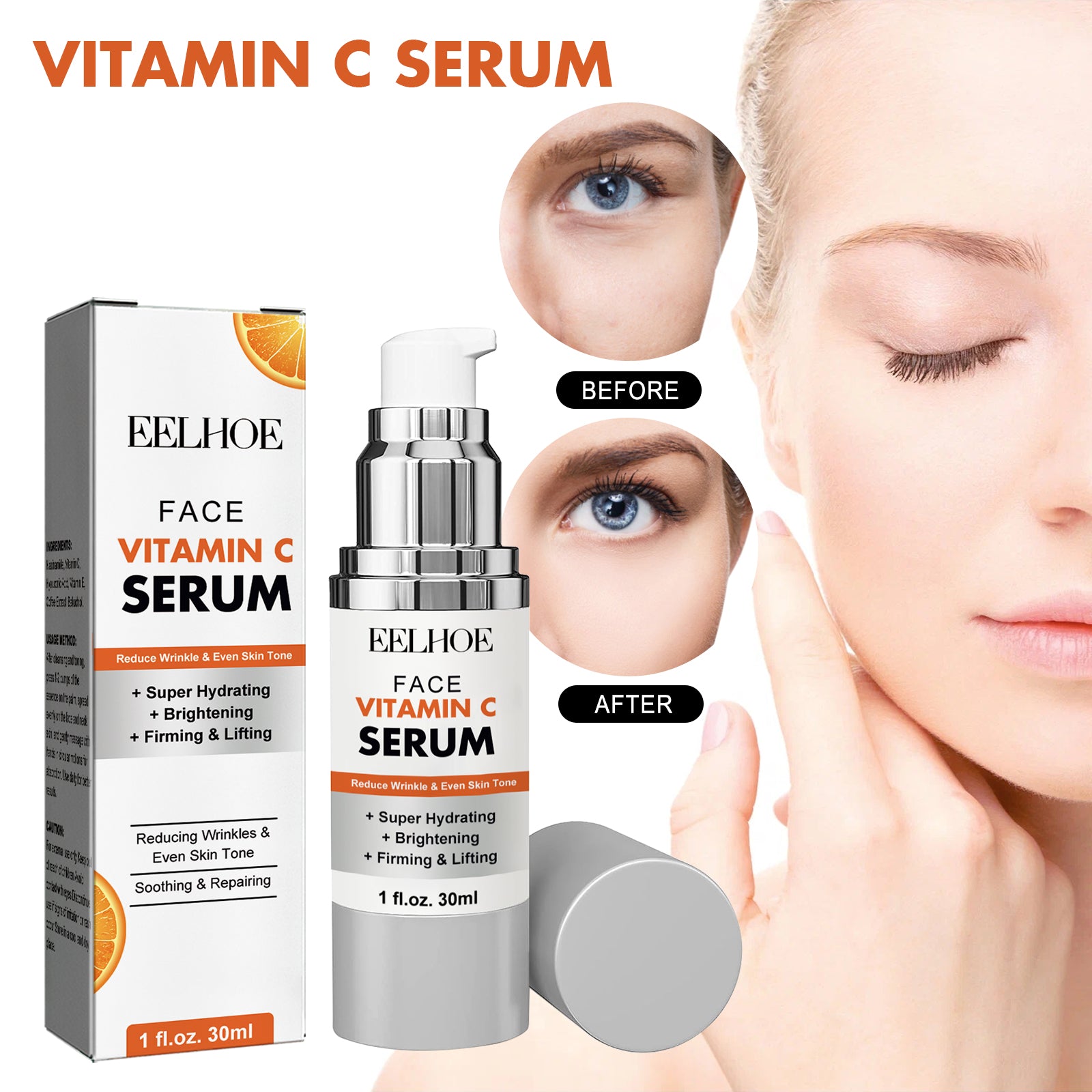 EELHOE Vitamin C Serum, Firming Hydrating Whitening And Anti-Wrinkle Serum