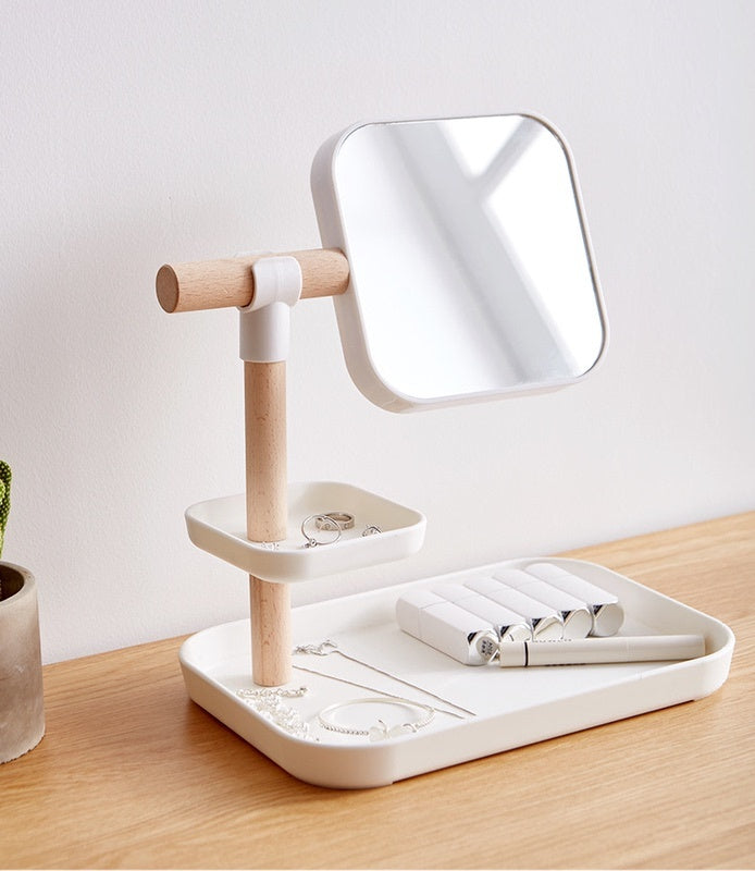 Desktop Cosmetics Storage Box with Mirror