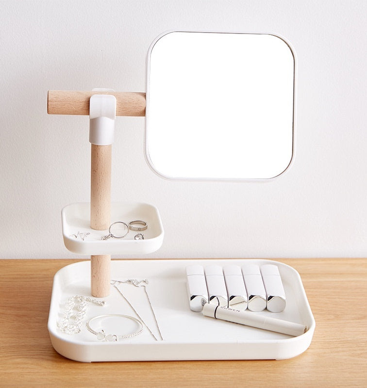 Desktop Cosmetics Storage Box with Mirror