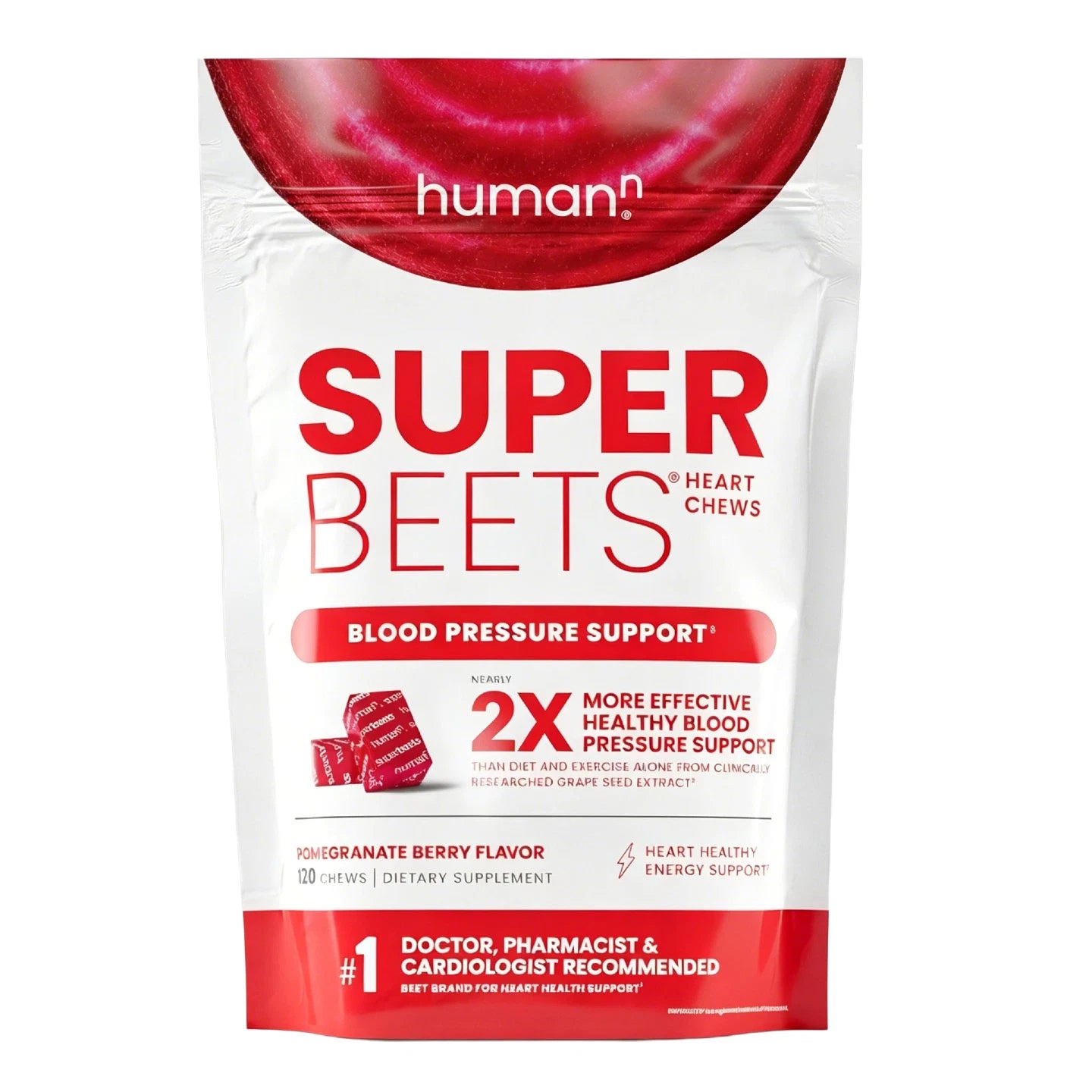 Humann SuperBeets Heart Chews: Beet Root Powder Support Energy Supplement,60pcs